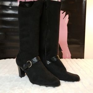 Suede Black heel boots size 12W